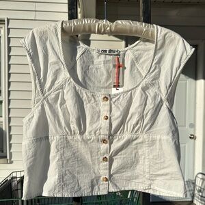 XL WASHED COTTON POPLIN RIZZO TOP WHITE By Ciao Lucia!